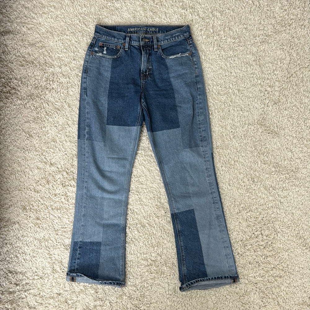 AE color block jeans
